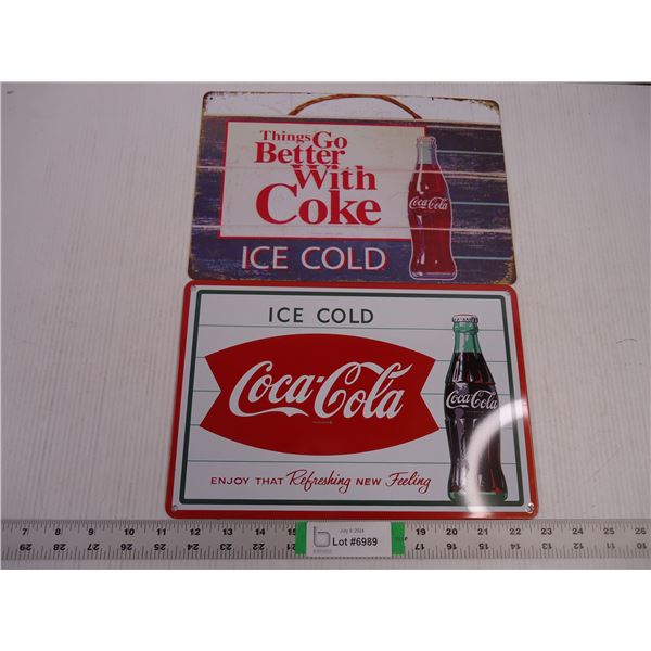 (2) Fantasy Metal Signs- Coca Cola