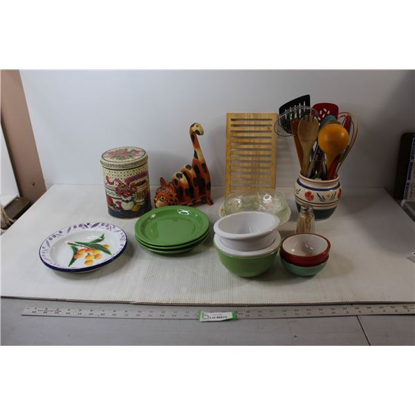 Assorted Dishes & Kitchen Utensils