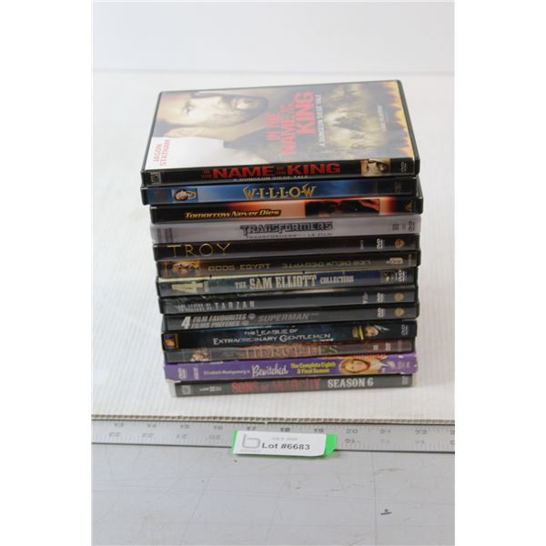 (13) DVD's - In the Name of the King, Troy, Bewitched