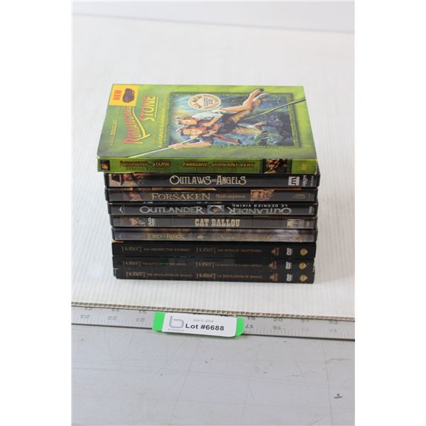 (9) DVD's - Lord of Rings, Hobbit, Outlaws and Angels