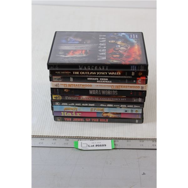 (10) DVD's - Warcraft, Escape from Alcatraz, Journey 2