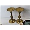 Image 4 : (2) Brass Candle Holders, (3) Trinket Trays, (2) Hand Painted Vases, Scented Pinecones