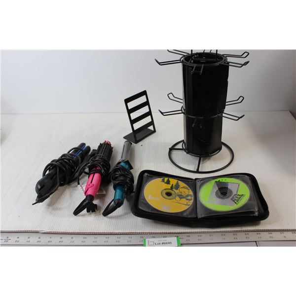 Jewelry Stand, CD"s, (3) Hair Styling Items