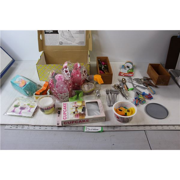 Assorted Baking Supplies, Snack Forks, Butter Spreaders