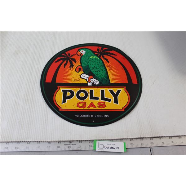 Polly Gas Tin Sign - 12" Diameter