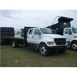 2000 FORE F650 CREW CAB FLATBED DUMP TRUCK
