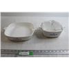 Image 1 : (2) Corningware Cornflower Casserole Dishes, (1) Pyrex Lid