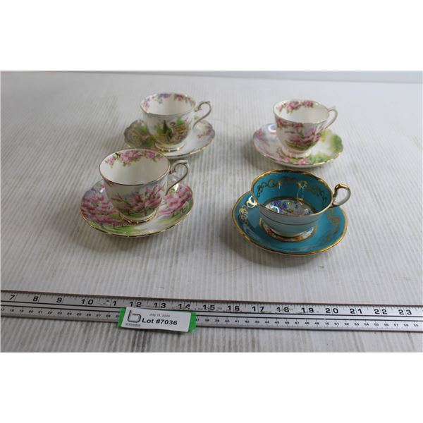 (4) Teacups with Matching Saucers - Royal Albert, Ansley