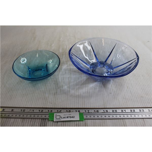 Blue Glass Bowl and Candy Dish