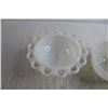 Image 5 : Anchor Hocking Lace Milk Glass Bowl, Fire King White Butter Dish, (2) Bowls
