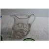 Image 3 : (3) Bohemian Green Glass Vase and Cordials, Sugar Bowl, Jiffin (??) King Crown Pitcher