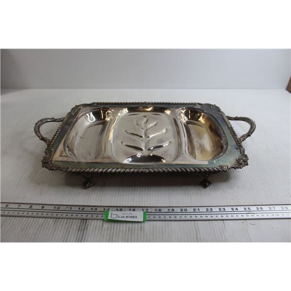 Divided Silverplate Tray - Missing Leg