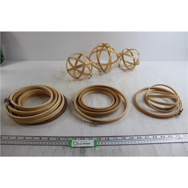 Assorted Wooden Embroidery Hoops and  Décor Spheres