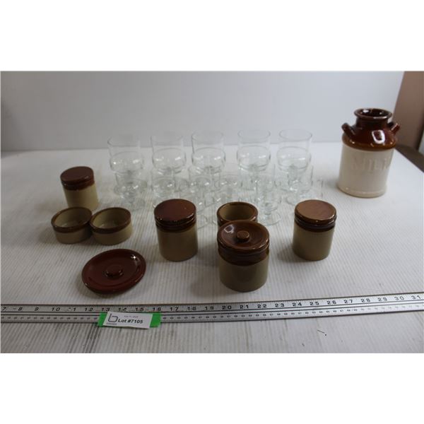 (15) Glasses, Assorted Cannisters - Chip