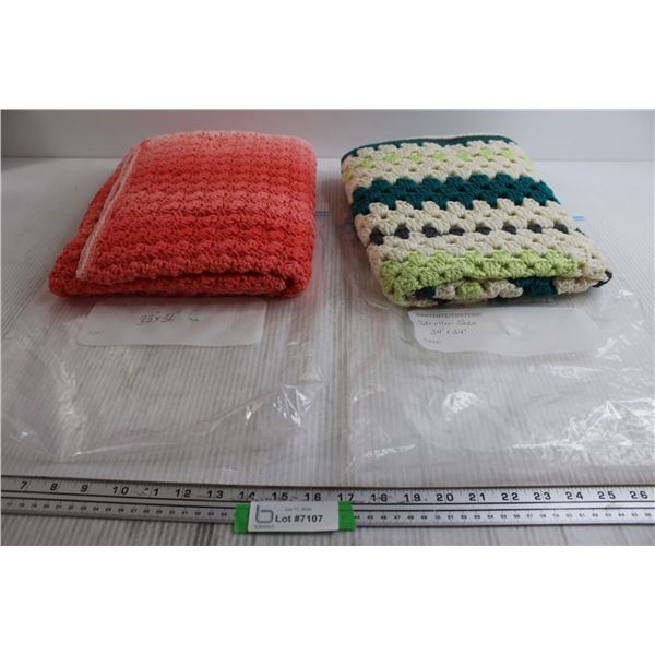 (2) Crochet Blankets - 33" x 36", 34" x 34"