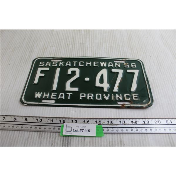 1956 Saskatchewan License Plate