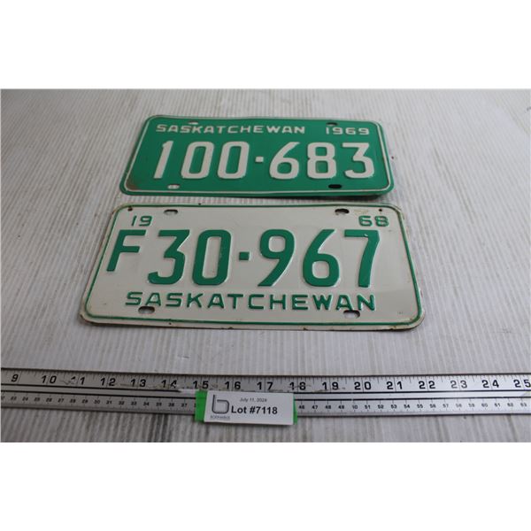 1968 and 1969 Saskatchewan License Plates