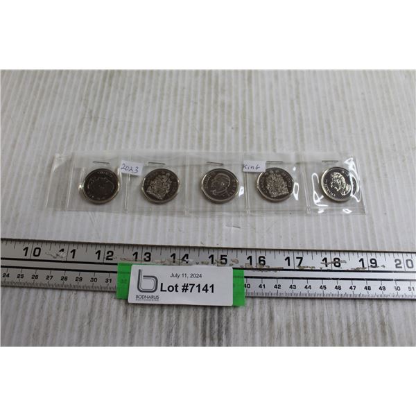 (5) 2023 King Charles III 50 Cent Coins