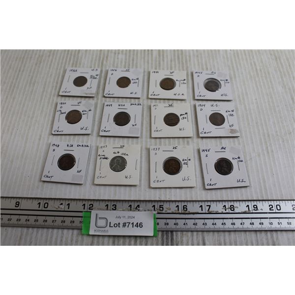 (12) Assorted Foreign Pennies