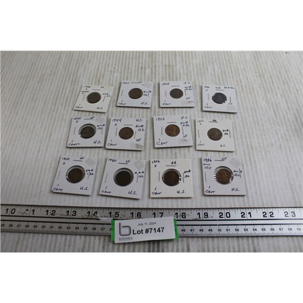 (12) Assorted Foreign Pennies