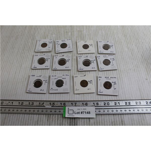 (12) Assorted Foreign Pennies