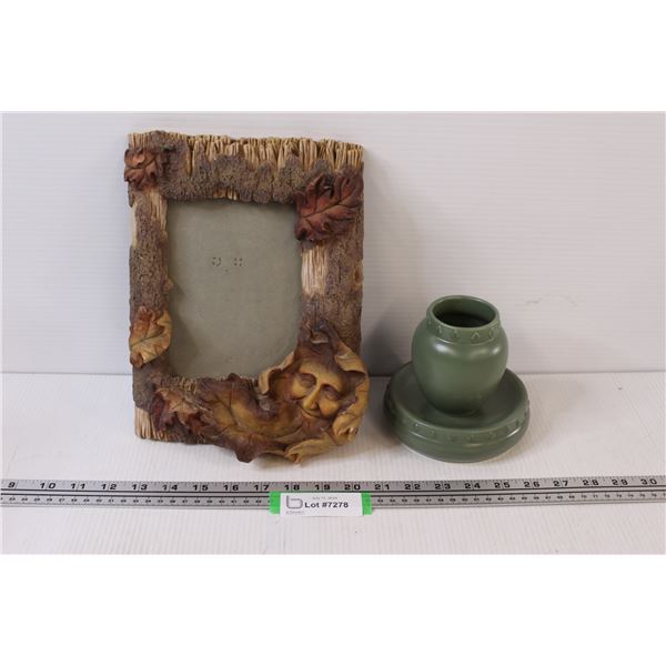 Picture Frame (11"x8") & Green Tray and Vase Set