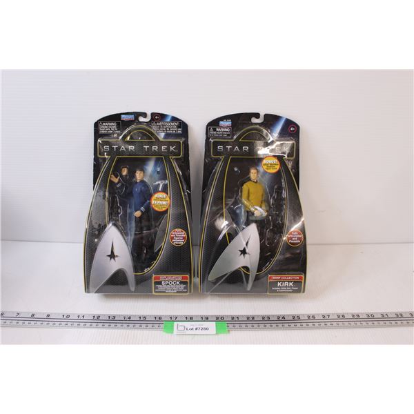(2) Star Trek Action Figures: Spock & Kirk - NIB