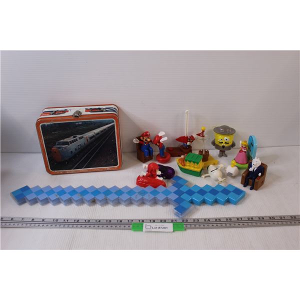 Tin CN Lunch Box (Missing Handle), Mario Toys, Minecraft Sword, Misc