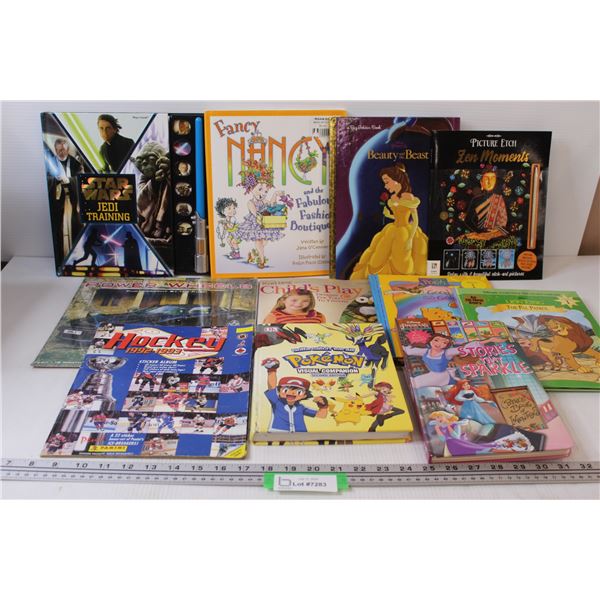 (9) Kids Books, Calendar, Hockey Sticker Album