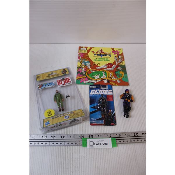 (3) GI Joe Action Figurines, Voltron Book