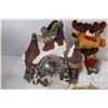 Image 5 : (4) Christmas Village Display (Bridge Has Some Chips) & Reindeer Sounds Toy (as is)