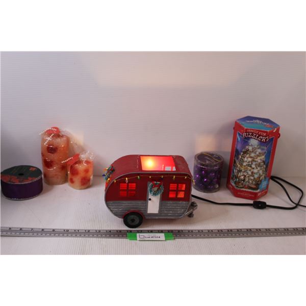 Christmas Lighted Rav Decor (Works), Candles, Christmas Puzzle