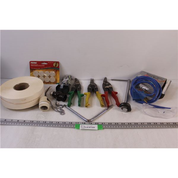 Power Saver Block Heater Cord, Drywall Tape, (3) Metal/Tin Snipes, Furniture Felt Feet