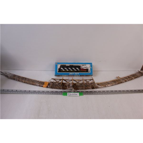 Wooden Train Tracks & Train - as is