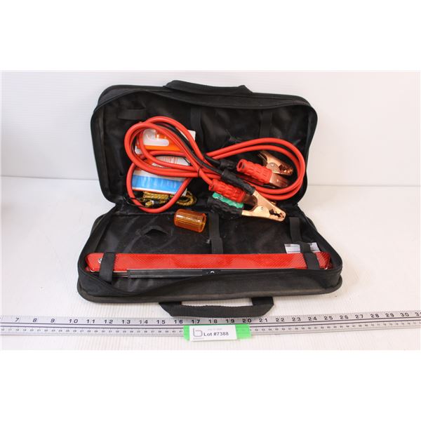 Auto Safety Pack: Booster Cables, Reflector, Misc