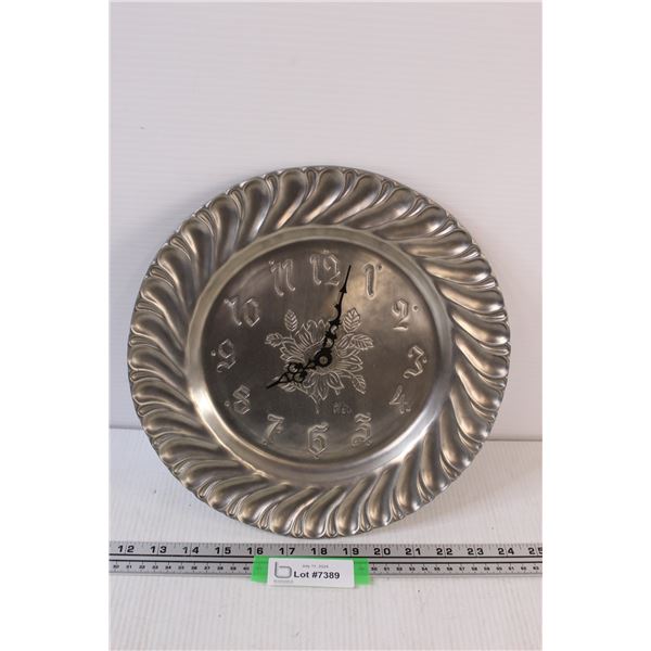 Stainless Floral Battery Clock - 12"