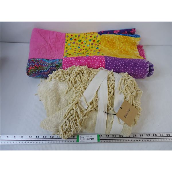 Bouclair Knit Throw and Small Kids Blanket 42"x42"