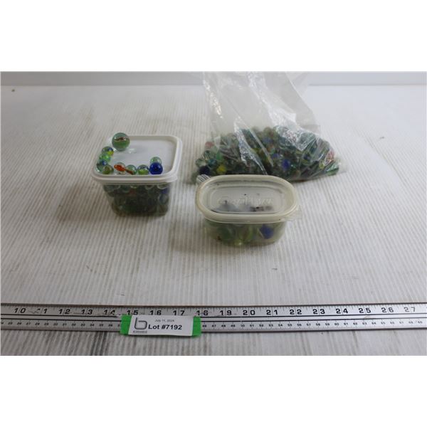 Bag + (2) Containers of Marbles