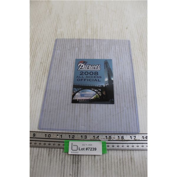 2008 New England Patriots Game Issued Field Access Pass