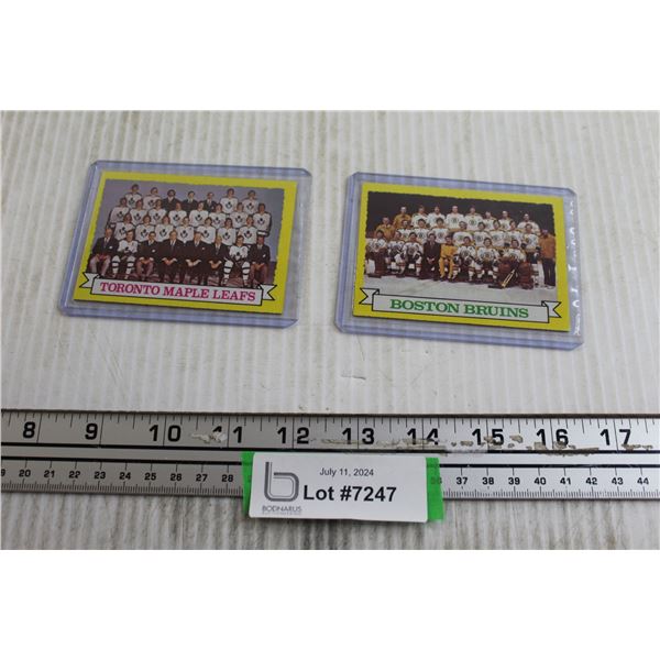 (2) 1970s NHL Team Cards - Maple Leafs, Bruins