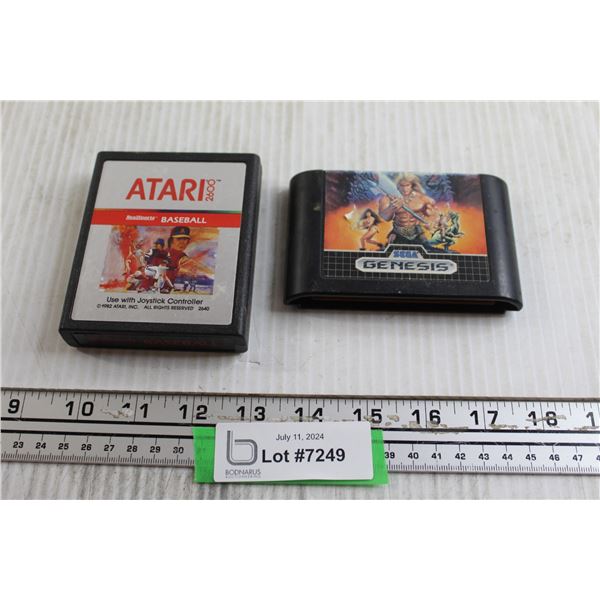 (2) Video Games - Sega Genesis Golden Axe, Atari 2600 RealSports Baseball - Both Untested