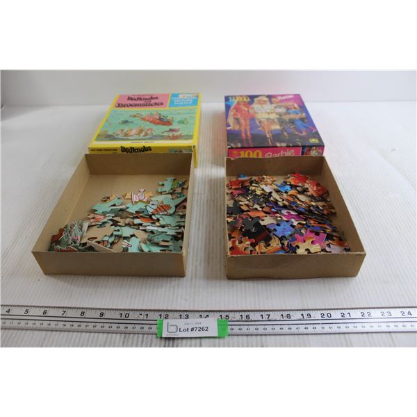 (2) Puzzles - As Is, Bedknobs and Broomsticks, Barbie