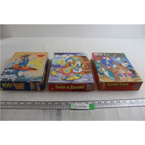 (3) Puzzles - Disney, Looney Tunes, Both As Is