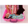 Image 3 : (8) Barbies in Pink Plastic Suitcase