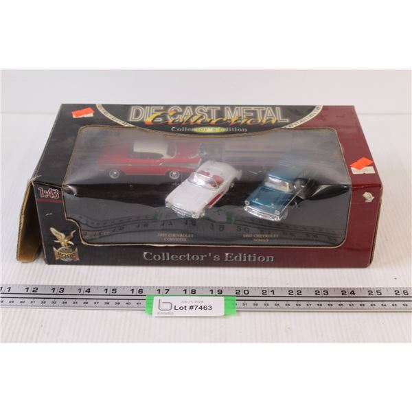 1:43 Model Scale: 1957 Chevy Belair, 1957 Chev Corvette, 1957 Nomad