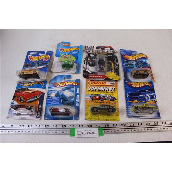 (8) Hot Wheels, Matchbox, Transformers Metal Cars - NIB