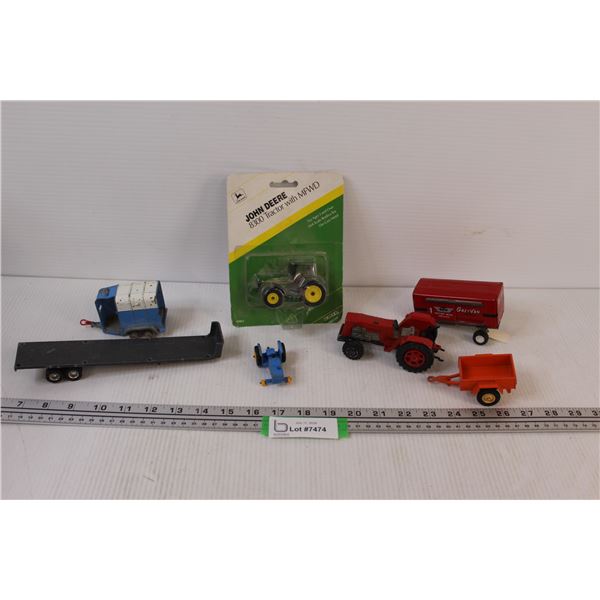 Lot of Metal Tractor Toys & Trailers - Various Makers & Sizes