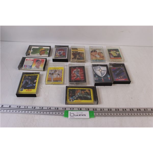 (12) Sports Cards in Cases (Wrestling, Baseball, Movie, Golf)