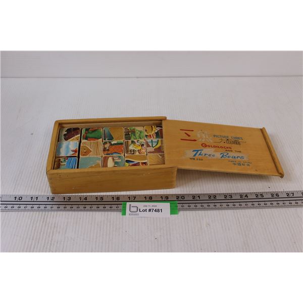 Picture Cubes Puzzle in Wooden Box - Goldilocks & The Three Bears