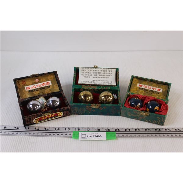 (3) Chinese Iron Ball Sets in Cases